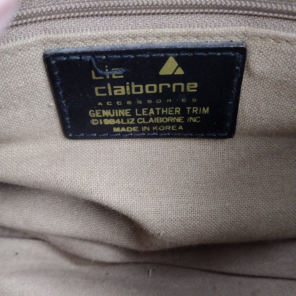 Vintage 1984 Liz Claiborne Hand Bag / Purse Tan beige Triangle Satchel - Picture 2 of 6